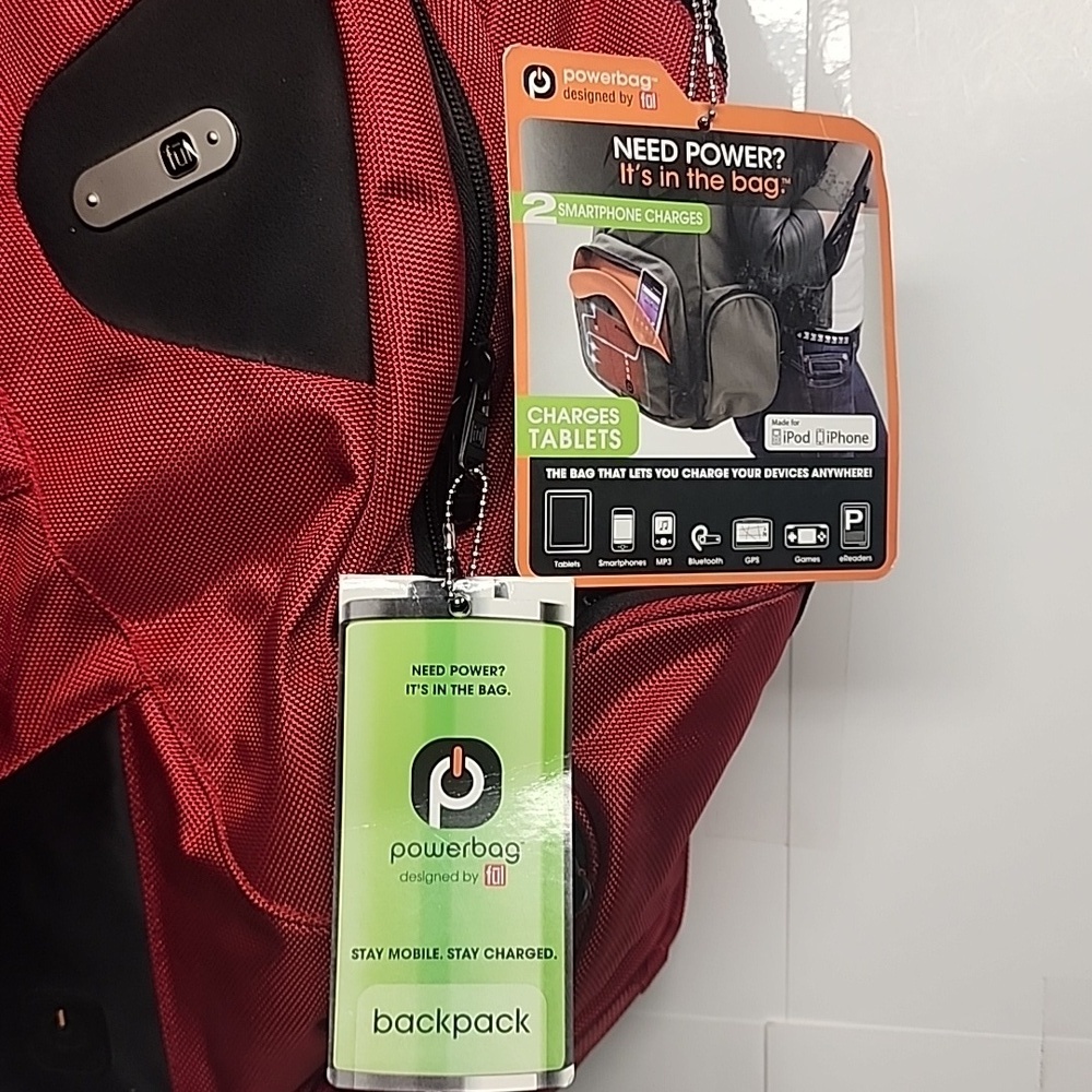 FUL Powerbag Red Backpack with Black Accents NWT Great Gift Need Power? - Picture 2 of 16
